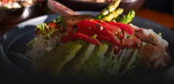 there is a plate of food on a table